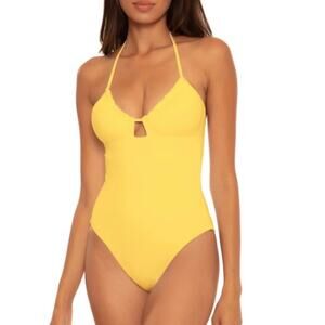 Becca Candice Multi Way One Piece Swimsuit Removeable Soft Cups Yellow Size Sma